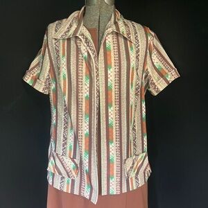 Vintage Sears Bolero Jacket / Shirt with Striped Pattern